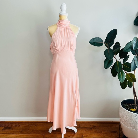 Revolve Saints & Secrets peach halter midi dress - Picture 2 of 11